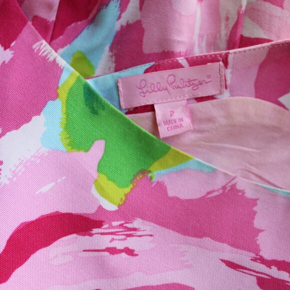 Lilly Pulitzer Collins Dress Hotty Pink First Impression rose shift silk vintage - Picture 10 of 10
